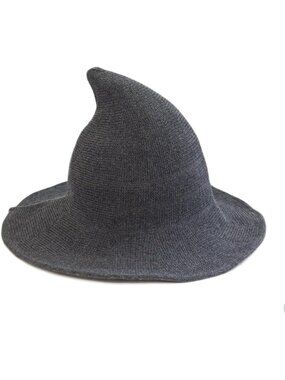 🎃 Unisex Grey Wool Knitted Masquerade Cosplay Costume Halloween Witch Hat